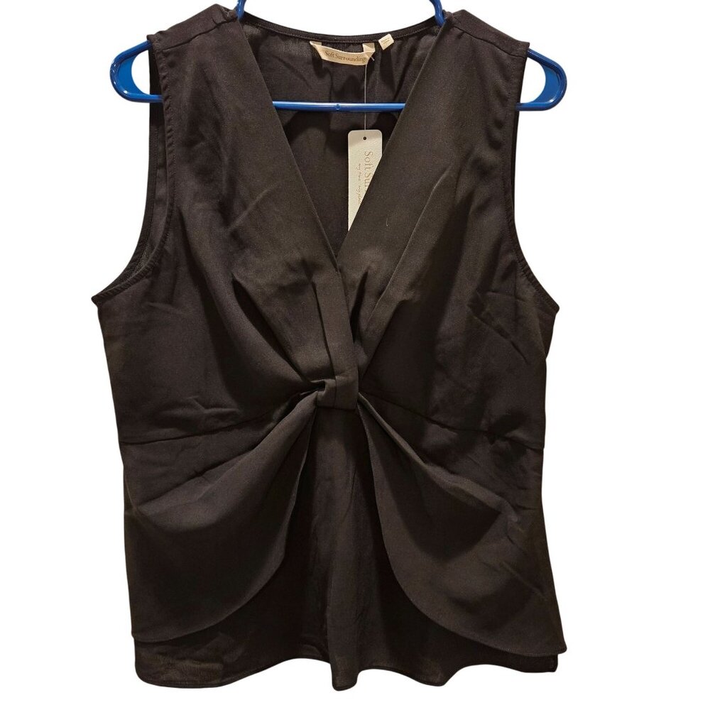 Soft Surroundings NWT Woman SZ L  ENKA Sleeveless Blouse Babydoll Cut Side Zip